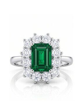 Charmed Aroma Emerald Ring, size 8, 925 Sterling Silver